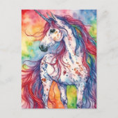 Carte Postale Licorne aquarelle adorable (Devant)