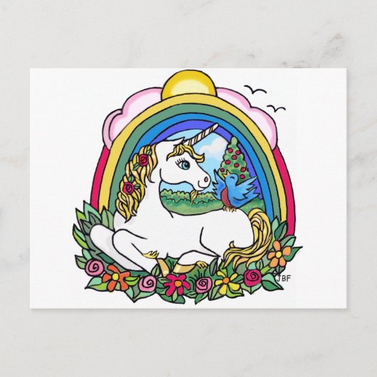 Carte Postale Licorne & Arc-en-ciel (Devant)