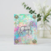 Carte Postale Licorne Arc-en-Ciel Élégante Monogrammée (Debout devant)