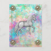 Carte Postale Licorne Arc-en-Ciel Élégante Monogrammée (Devant)