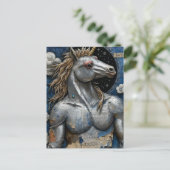 Carte Postale Licorne Argentée Avec Muscles Collage (Debout devant)