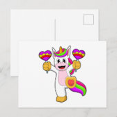 Carte Postale Licorne aux cœurs (Devant / Derrière)