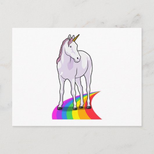Carte Postale Licorne avec arc-en-ciel (Devant)