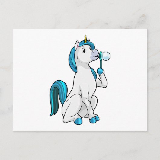 Carte Postale Licorne avec bulles de savon (Devant)