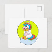 Carte Postale Licorne avec nuage et soleil (Devant / Derrière)