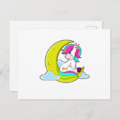 Carte Postale Licorne avec Nuages & Lune (Devant / Derrière)