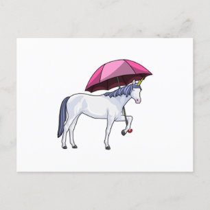 Carte Postale Licorne avec parapluie