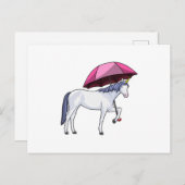 Carte Postale Licorne avec parapluie (Devant / Derrière)