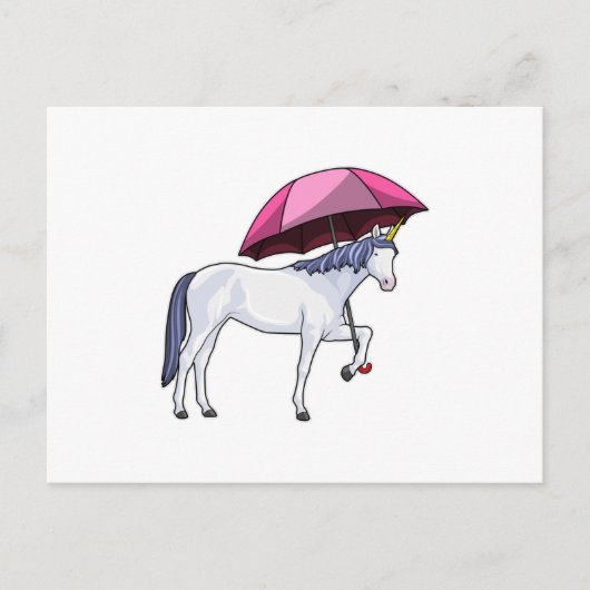 Carte Postale Licorne avec parapluie (Devant)