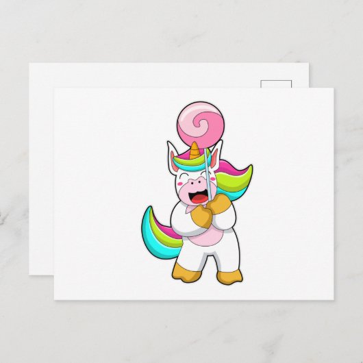 Carte Postale Licorne avec sucette (Devant / Derrière)