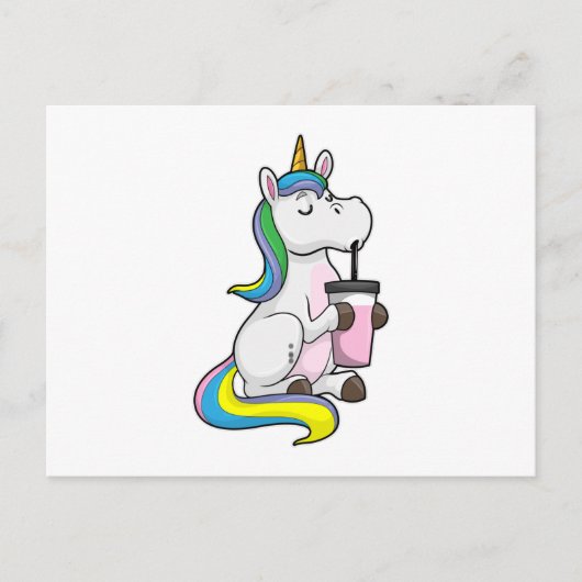 Carte Postale Licorne avec thé aux bulles (Devant)