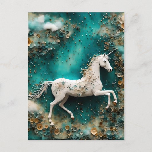 Carte Postale licorne blanche magique (Devant)