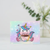 Carte Postale Licorne Café et Câlins (Debout devant)