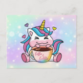 Carte Postale Licorne Café et Câlins (Devant)