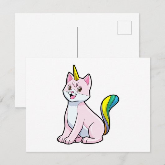 Carte Postale Licorne Chat (Devant / Derrière)