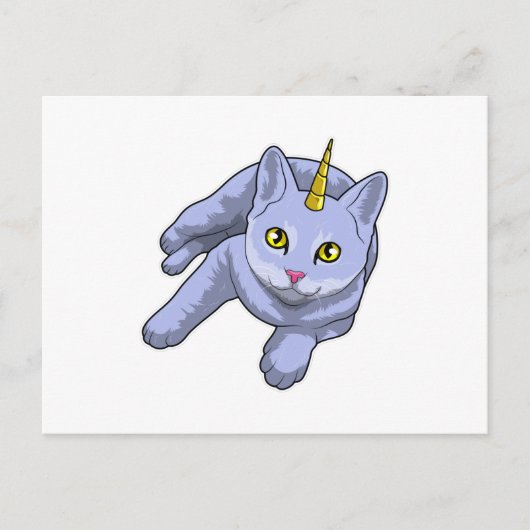 Carte Postale Licorne Chat (Devant)