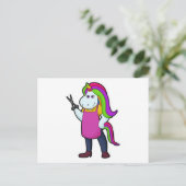 Carte Postale Licorne coiffeuse avec ciseaux (Debout devant)