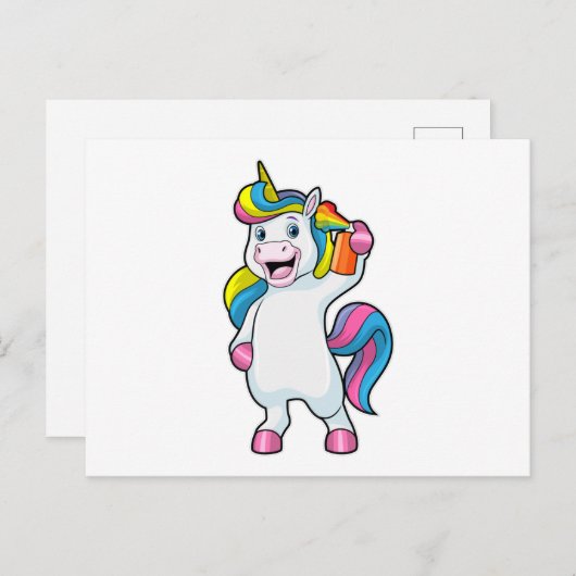 Carte Postale Licorne coiffeuse avec laque (Devant / Derrière)