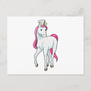 Carte Postale Licorne comme cuisinier avec chapeau de chef