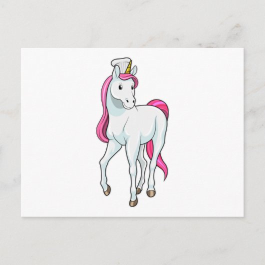 Carte Postale Licorne comme cuisinier avec un chapeau de chef (Devant)