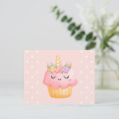 Carte Postale Licorne Cupcake Rose Pink Mignonne (Debout devant)