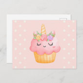 Carte Postale Licorne Cupcake Rose Pink Mignonne (Devant / Derrière)