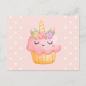 Carte Postale Licorne Cupcake Rose Pink Mignonne (Devant)