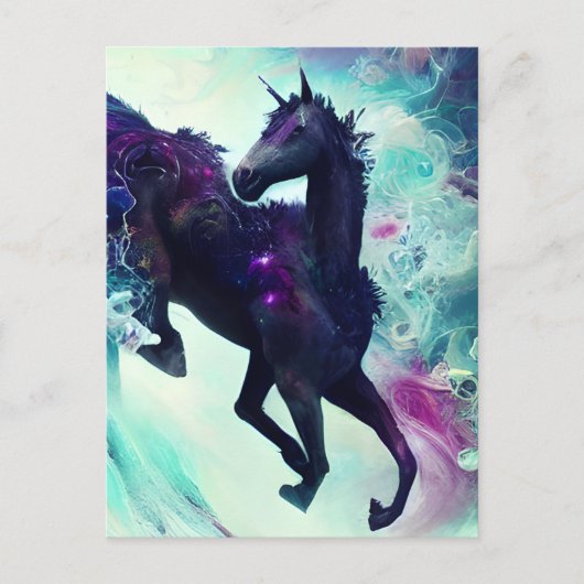 Carte postale Licorne dans la galaxie (Devant)