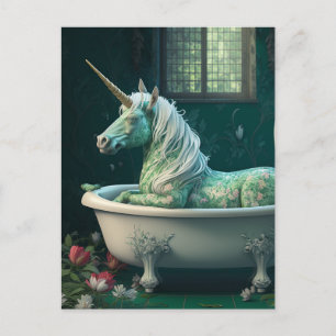 Carte Postale Licorne dans une baignoire