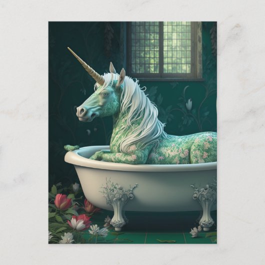 Carte Postale Licorne dans une baignoire (Devant)