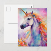 Carte Postale Licorne de couleur pastel (Devant / Derrière)