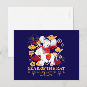 Carte Postale Licorne de l'année chinoise du Rat 2020