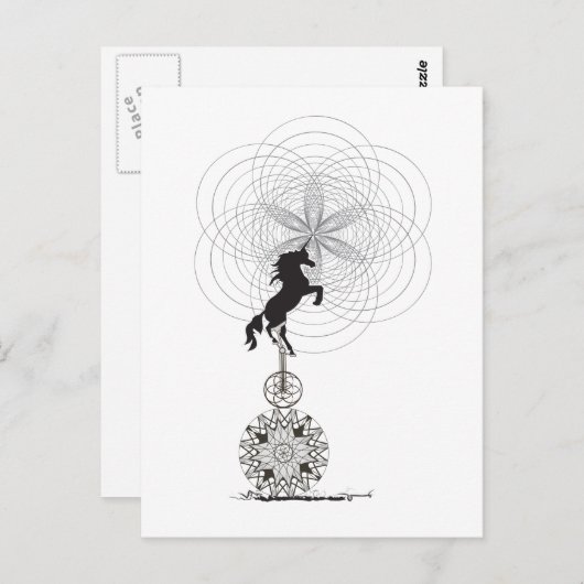 Carte Postale licorne de l'Univers (Devant / Derrière)