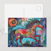 Carte Postale Licorne de pleine lune Collage floral (Devant / Derrière)