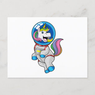 Carte Postale Licorne en astronaute dans l'espace