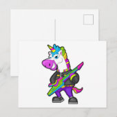 Carte Postale Licorne en musicien avec guitare (Devant / Derrière)