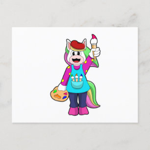 Carte Postale Licorne en tant que peintre