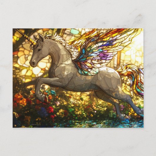 Carte Postale Licorne en vitrail (Devant)