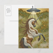 Carte Postale Licorne et OVNI (Devant / Derrière)