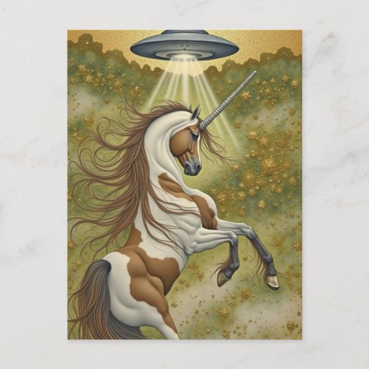 Carte Postale Licorne et OVNI (Devant)