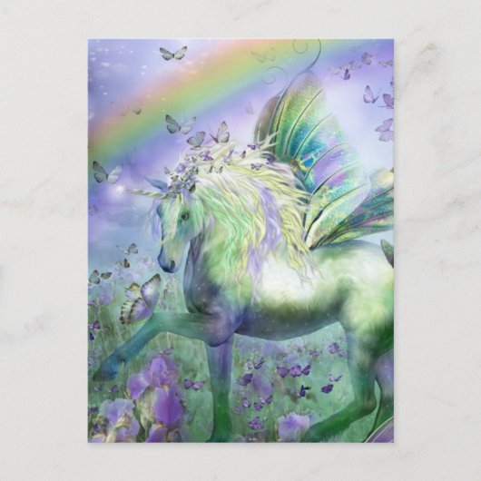 Carte Postale licorne et papillons (Devant)