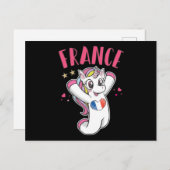 Carte Postale Licorne fan de football France avec drapeau cœur (Devant / Derrière)