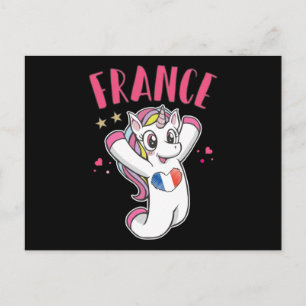 Carte Postale Licorne fan de football France avec drapeau cœur