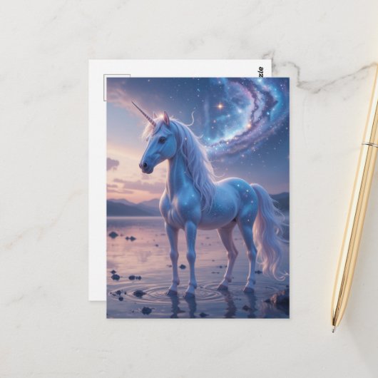 Carte Postale Licorne Fantastique (Devant/Arrière en situation)