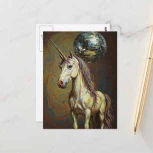 Carte Postale Licorne idiote à la discothèque