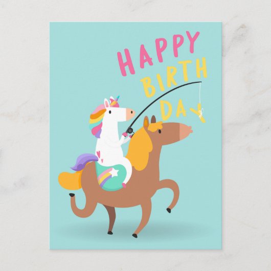Carte Postale Licorne Joyeux Anniversaire (Devant)