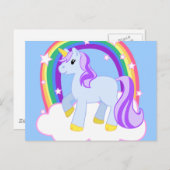 Carte Postale Licorne magique mignonne avec l'arc-en-ciel (Devant / Derrière)