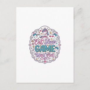 Carte Postale Licorne Manger Dormir Jeu Licorne Impression Ludiq