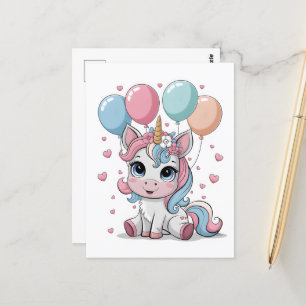 Carte Postale Licorne mignonne