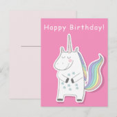 Carte Postale Licorne Mignonne - Anniversaire Filles (Devant / Derrière)